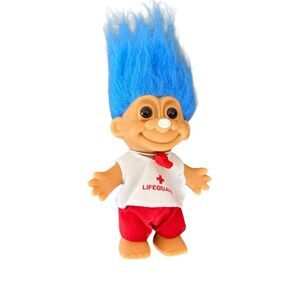 VINTAGE 90s Troll Doll Russ Life Guard Blue Hair